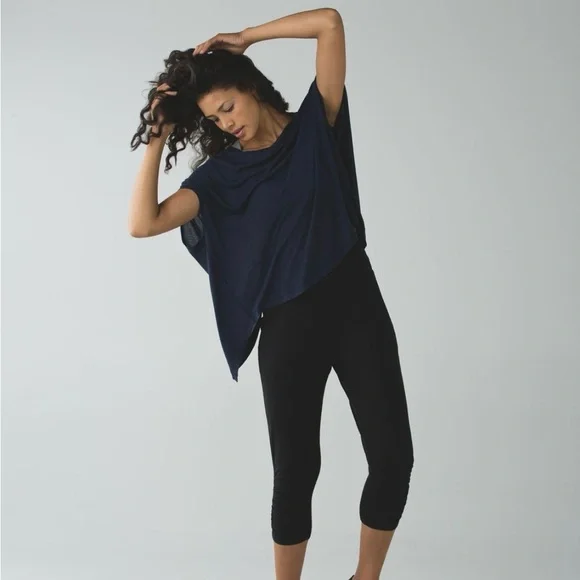 Lululemon Sun Salutation Foldover Waist Black High-Waisted Athletic Pants - Picture 3 of 10